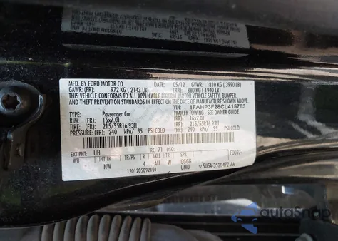 2012 Ford Focus Se из США, поврежденный, VIN 1FAHP3F28CL415763